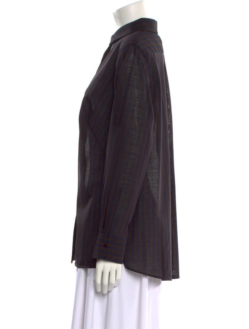 Akris Virgin Wool Long Sleeve Button-Up Top