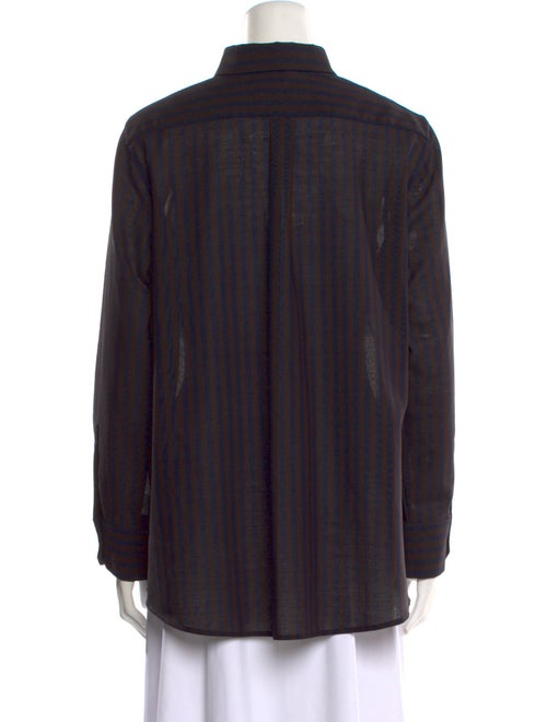 Akris Virgin Wool Long Sleeve Button-Up Top