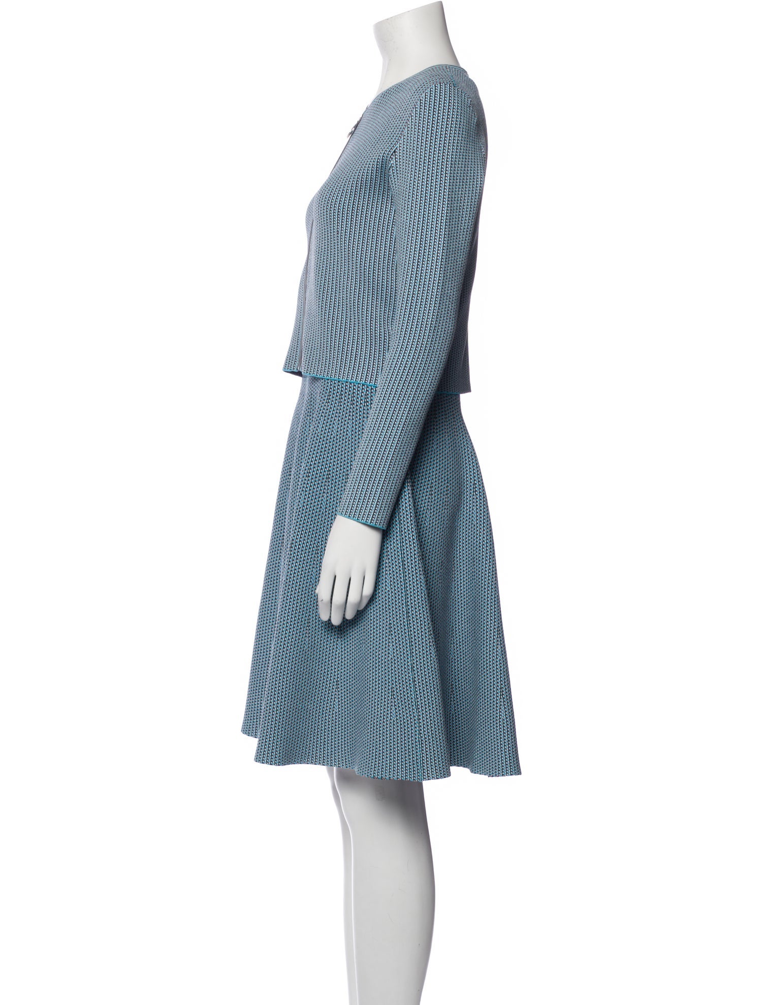 Akris Punto Printed Grosgrain Trim Dress Set