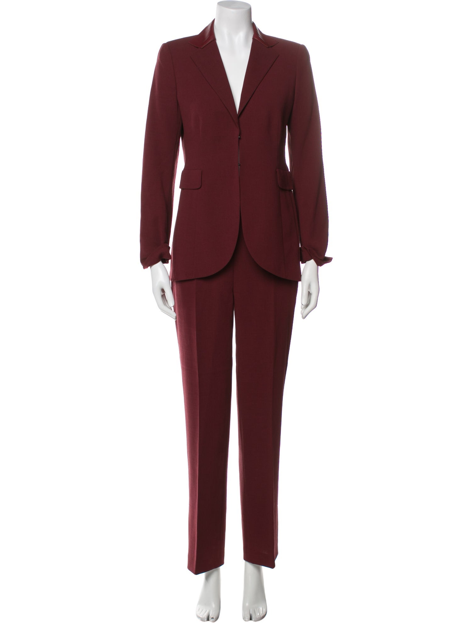Akris Wool Leather Trim Embellishment Pantsuit