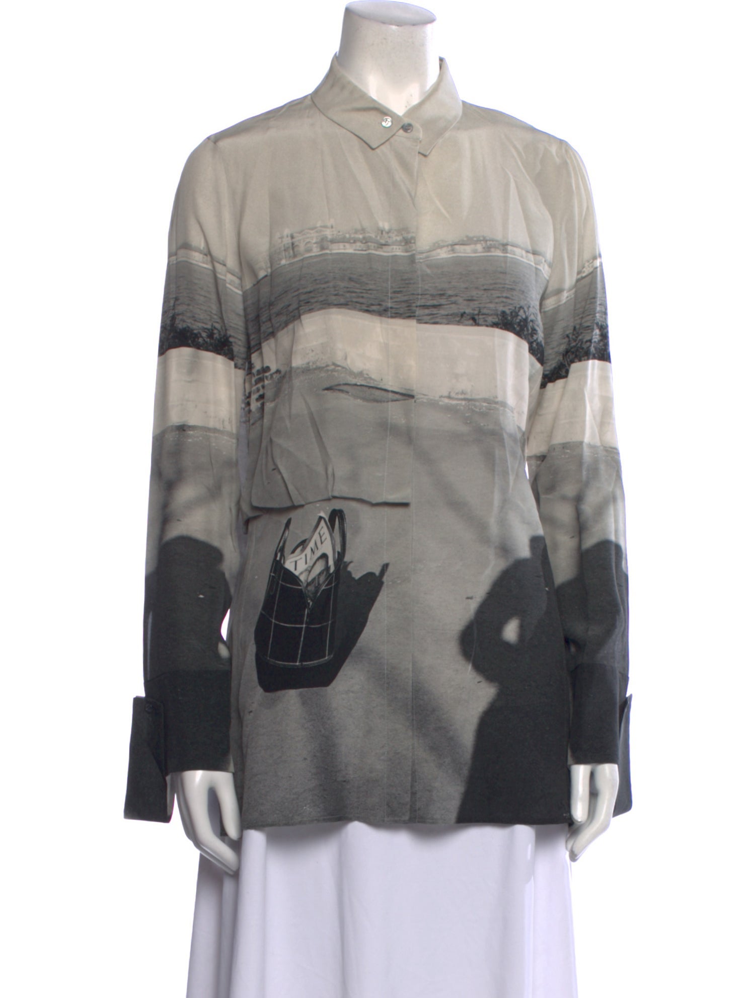 Akris Silk Printed Button-Up Top w/ Tags