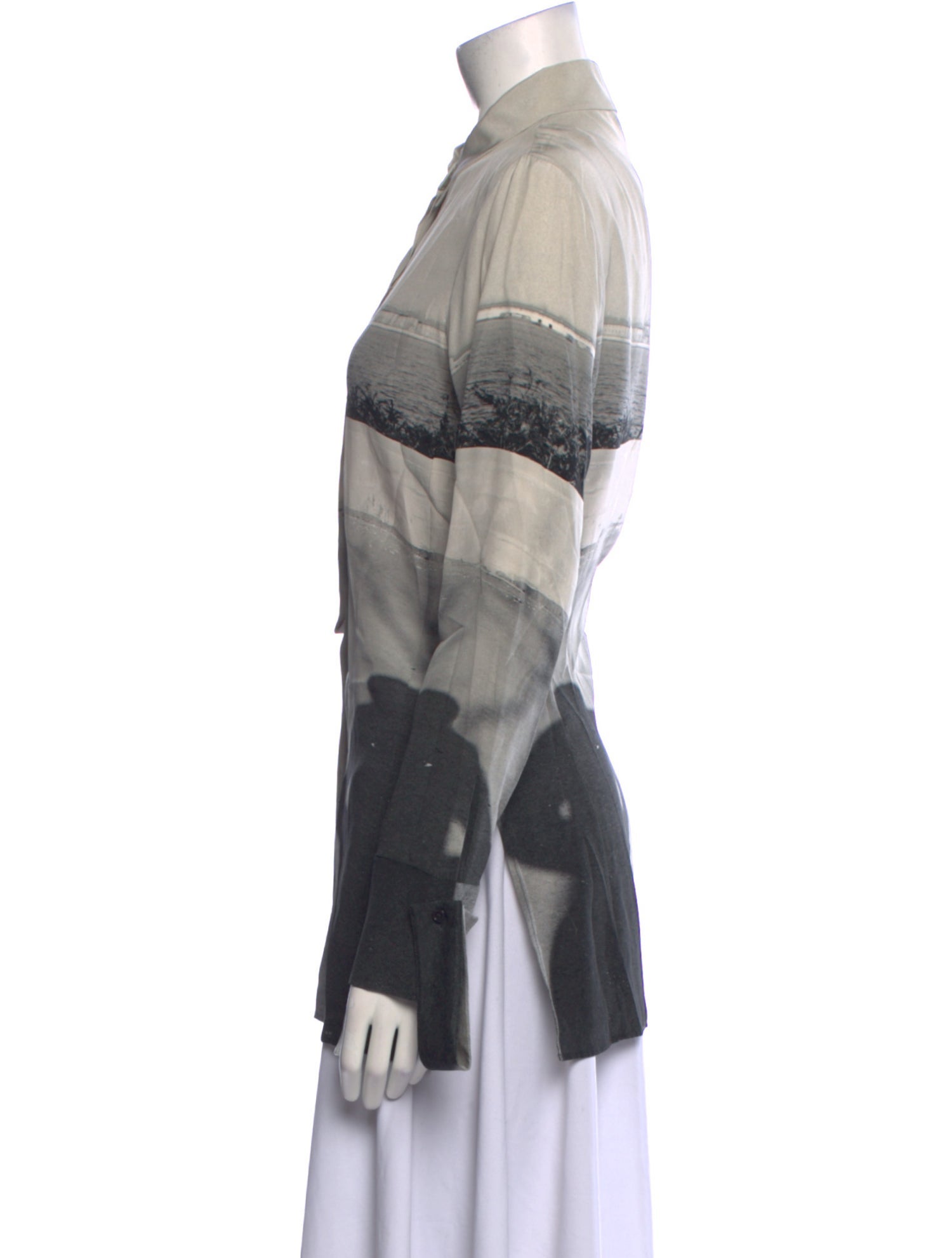 Akris Silk Printed Button-Up Top w/ Tags