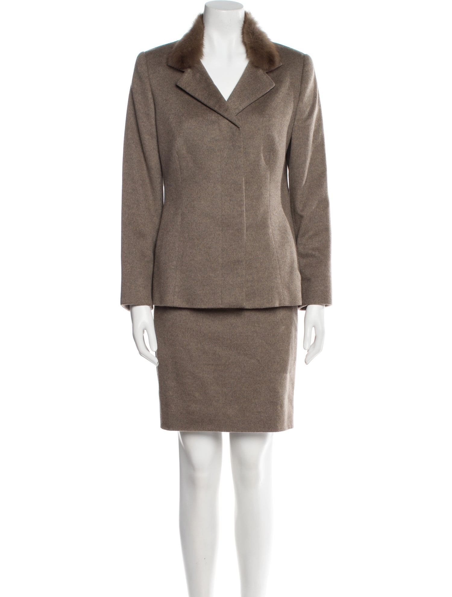 Akris Fur Trim Skirt Suit