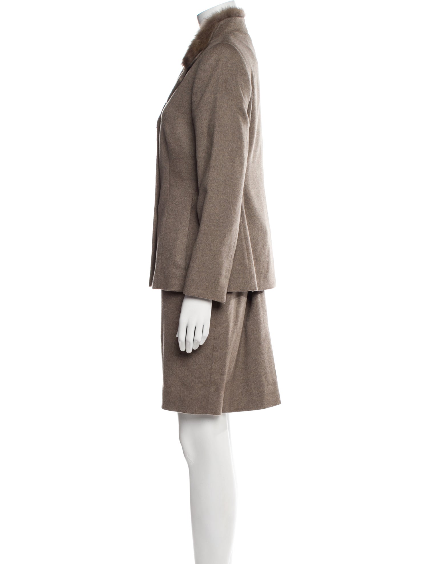 Akris Fur Trim Skirt Suit
