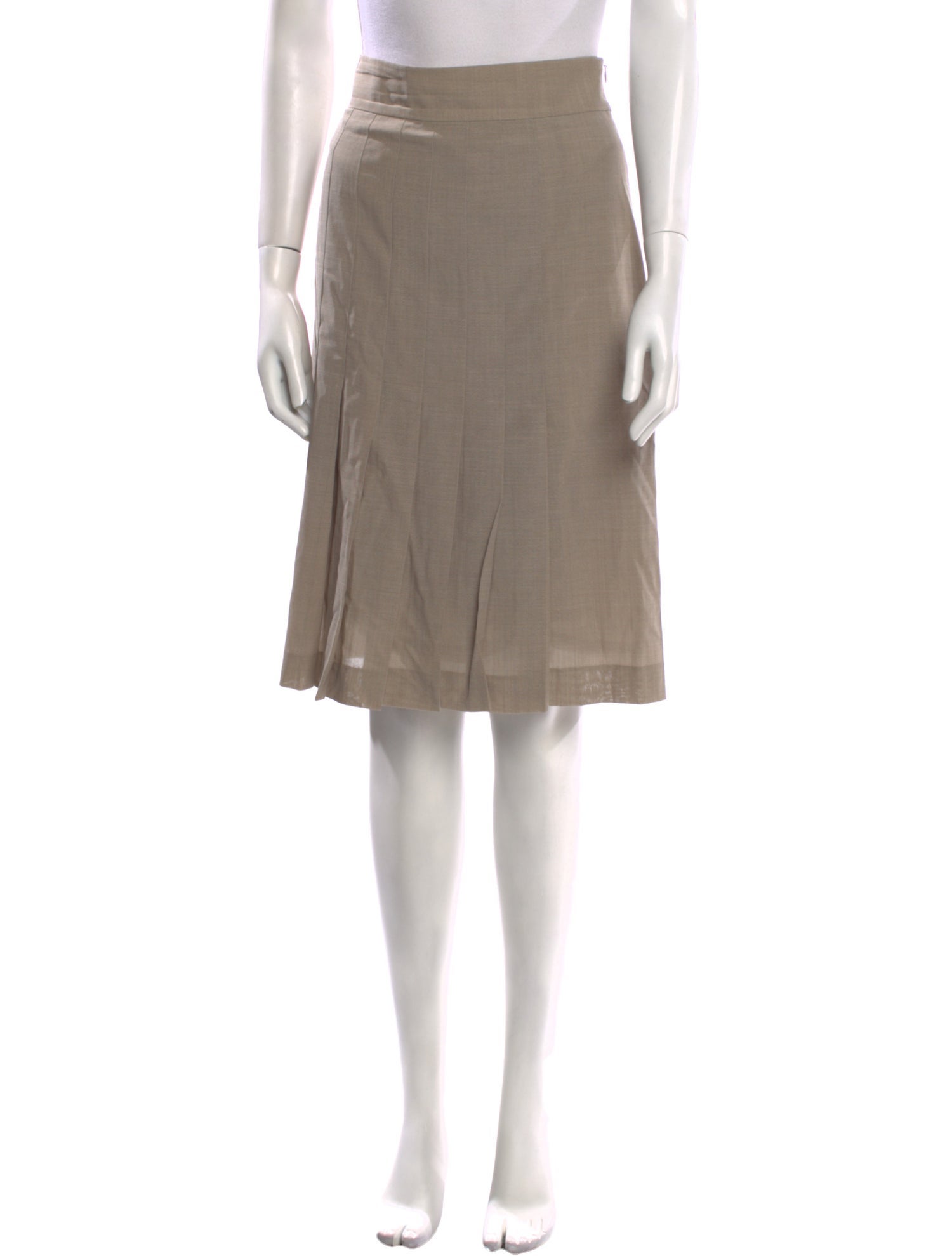 Akris Pleated Accents Knee-Length Skirt