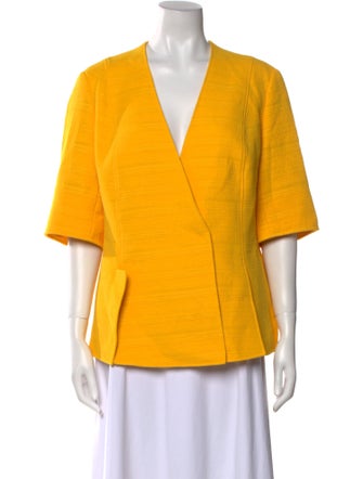 Akris V-Neck Three-Quarter Sleeve Blouse