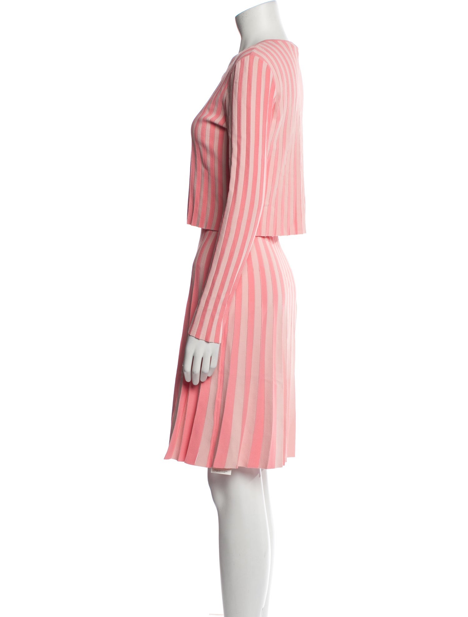 Akris Striped Ruffle Embellishment Dress Set