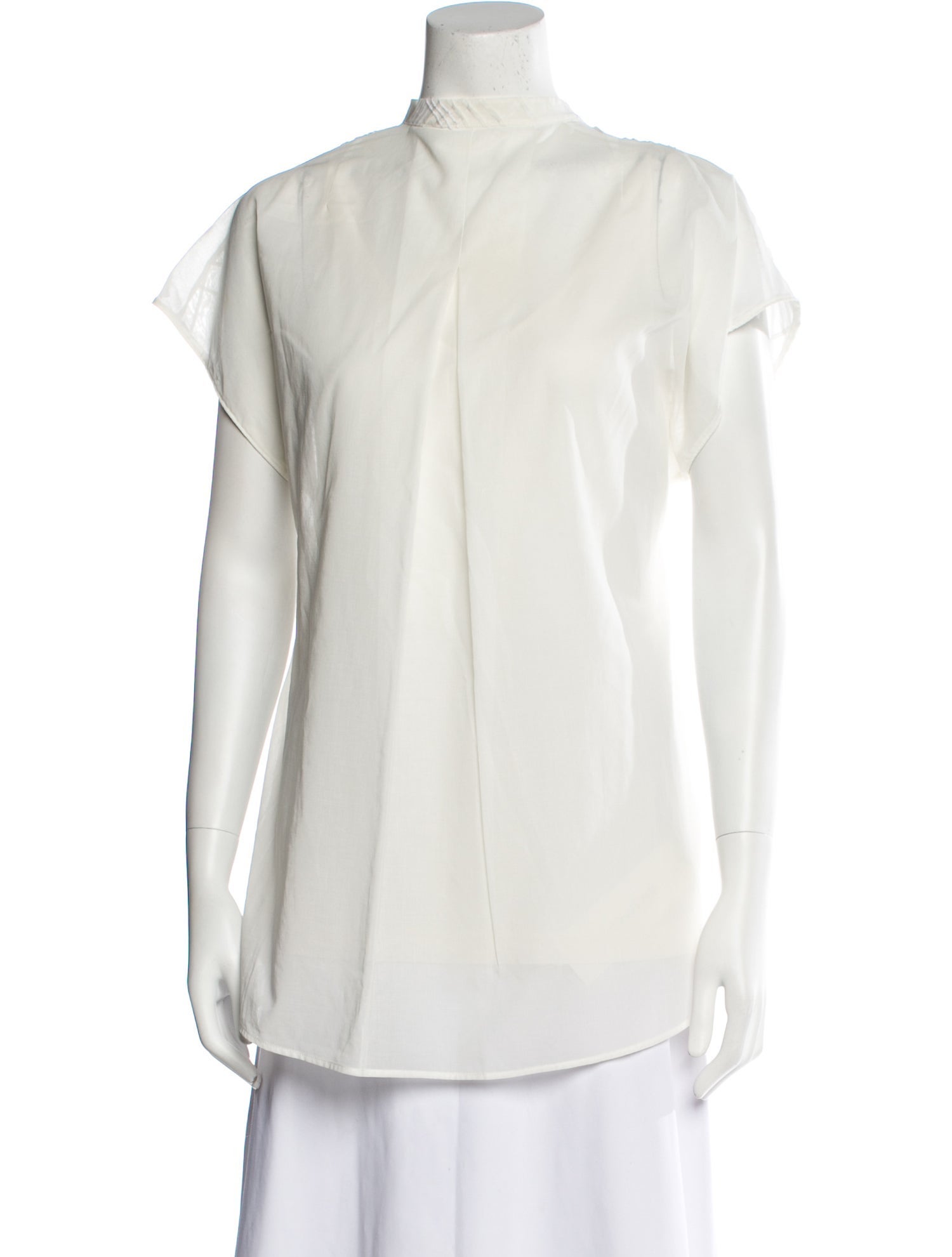 Akris Mock Neck Short Sleeve Blouse