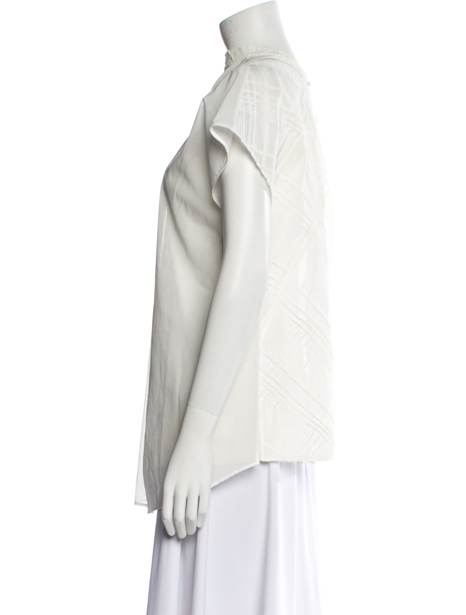 Akris Mock Neck Short Sleeve Blouse