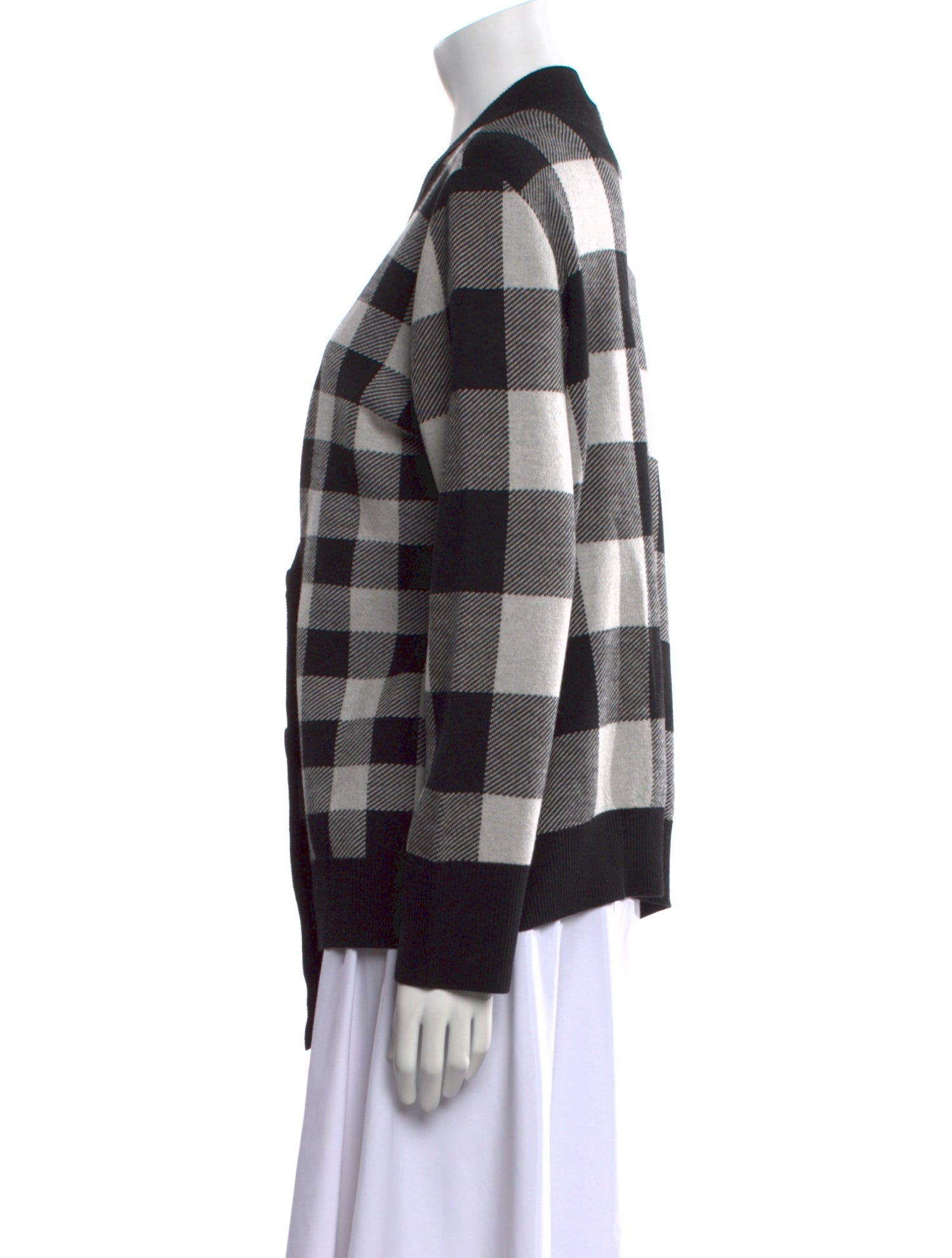 Akris Plaid Print V-Neck Sweater