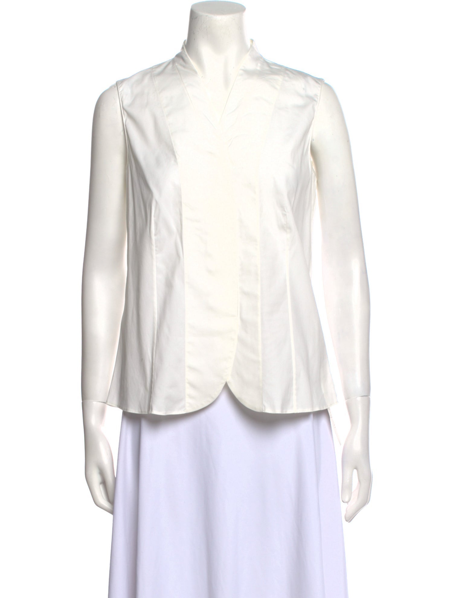 Akris Mock Neck Sleeveless Button-Up Top