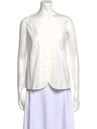 Akris Mock Neck Sleeveless Button-Up Top