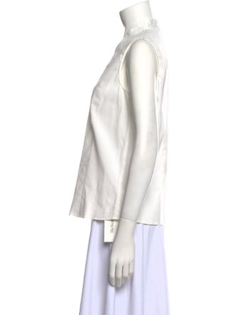 Akris Mock Neck Sleeveless Button-Up Top