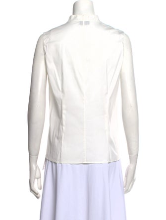 Akris Mock Neck Sleeveless Button-Up Top