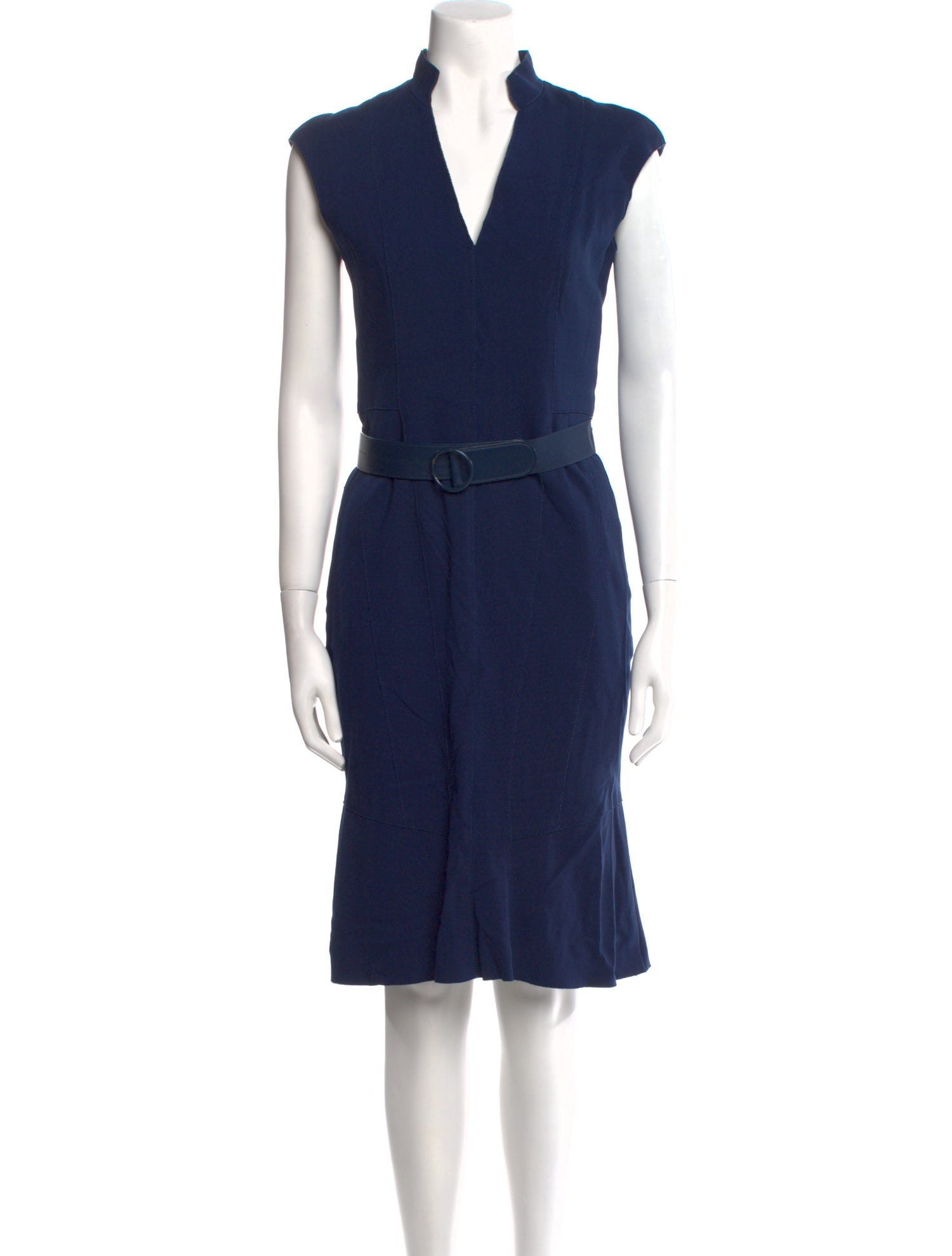 Akris V-Neck Knee-Length Dress