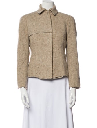 Akris Wool Tweed Pattern Fur Jacket