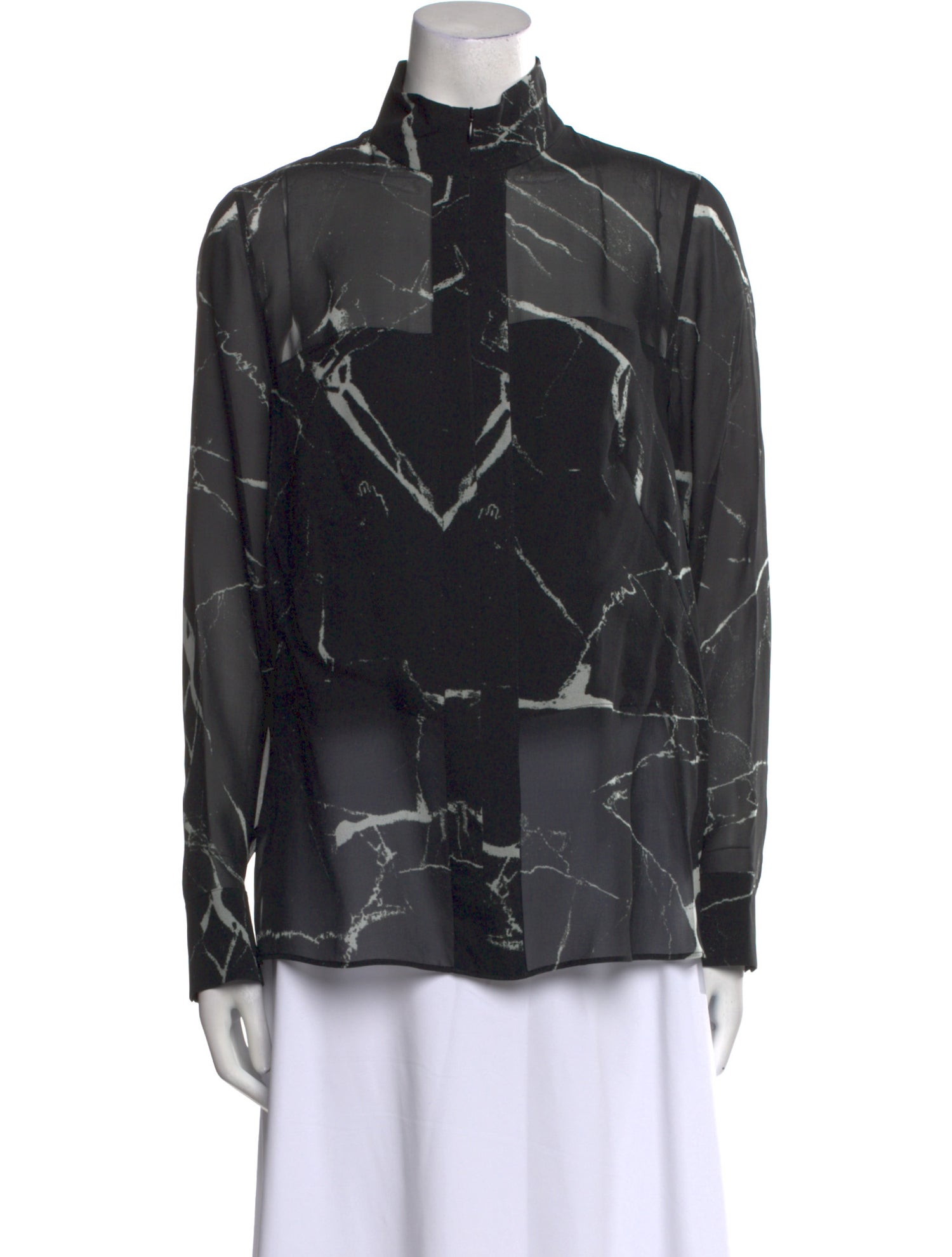 Akris Silk Printed Button-Up Top w/ Tags