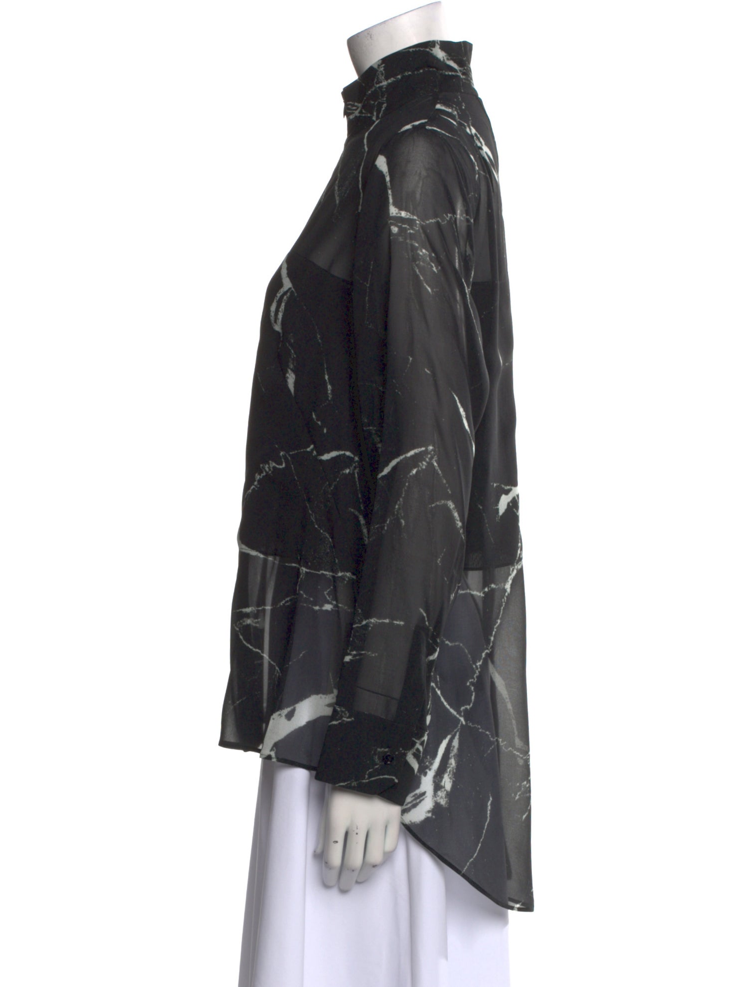 Akris Silk Printed Button-Up Top w/ Tags