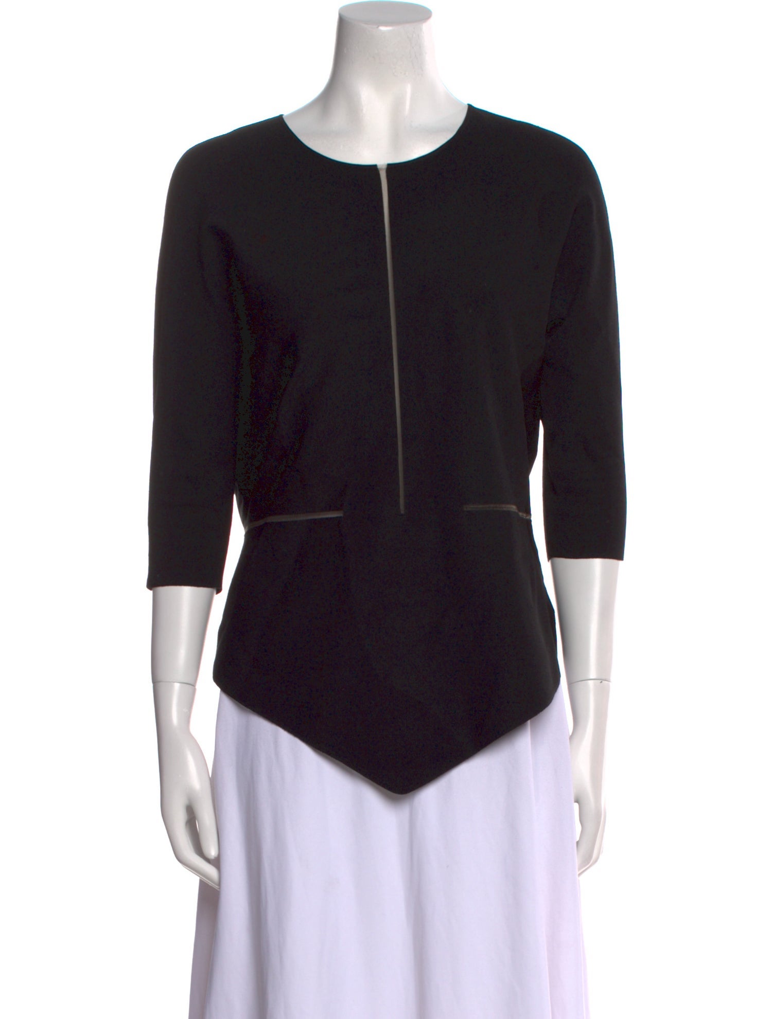 Akris Crew Neck Three-Quarter Sleeve Top