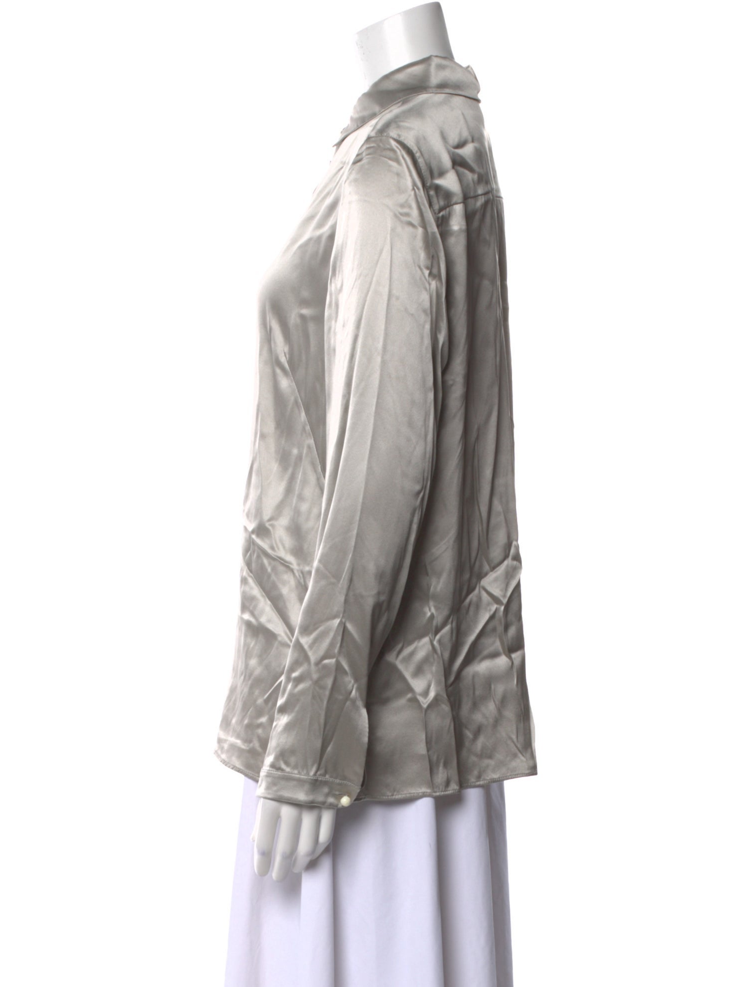 Akris Silk Long Sleeve Button-Up Top