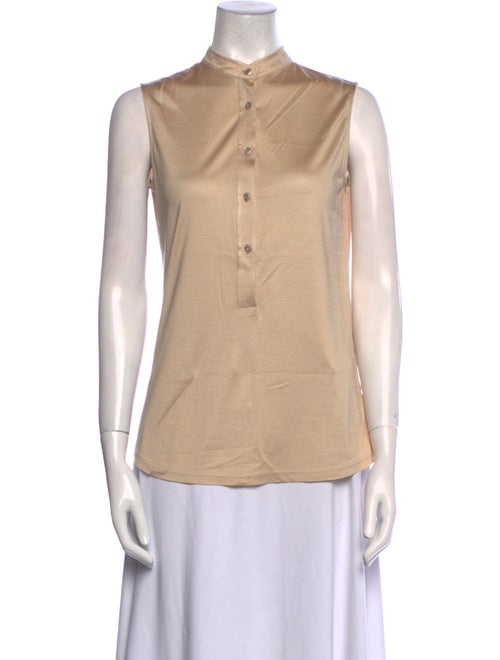 Akris Silk Mock Neck Button-Up Top