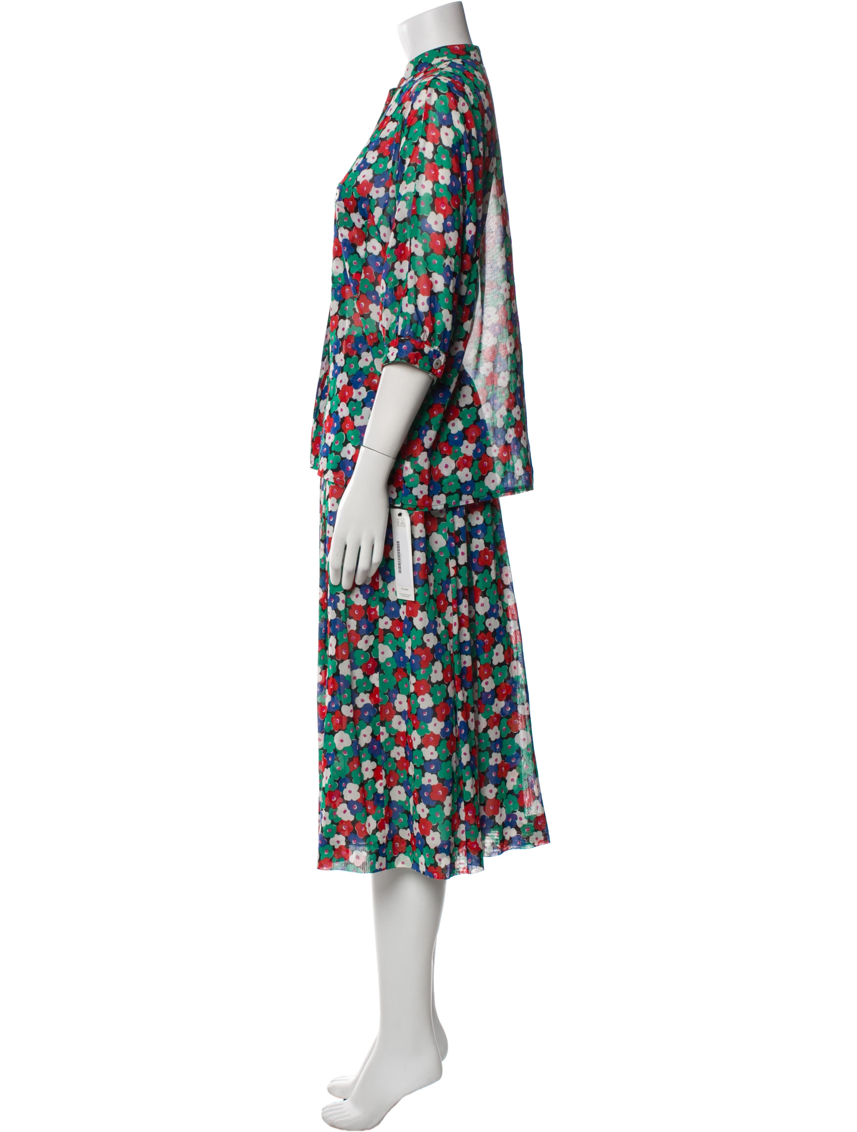 Akris Vintage Floral Print Skirt Set