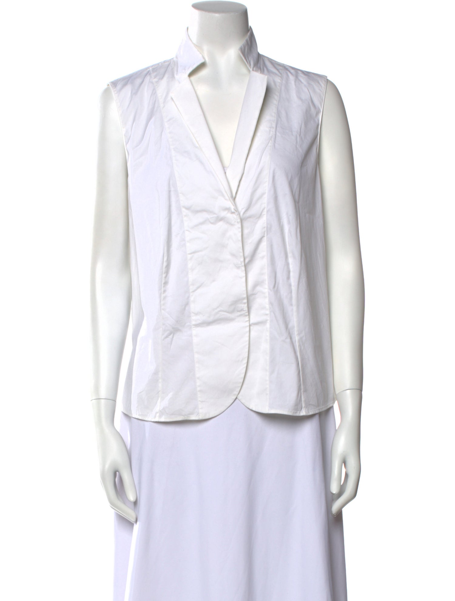 Akris V-Neck Sleeveless Button-Up Top