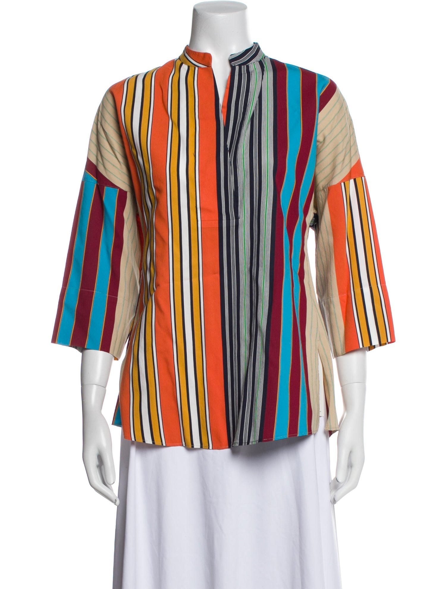 Akris Striped V-Neck Blouse