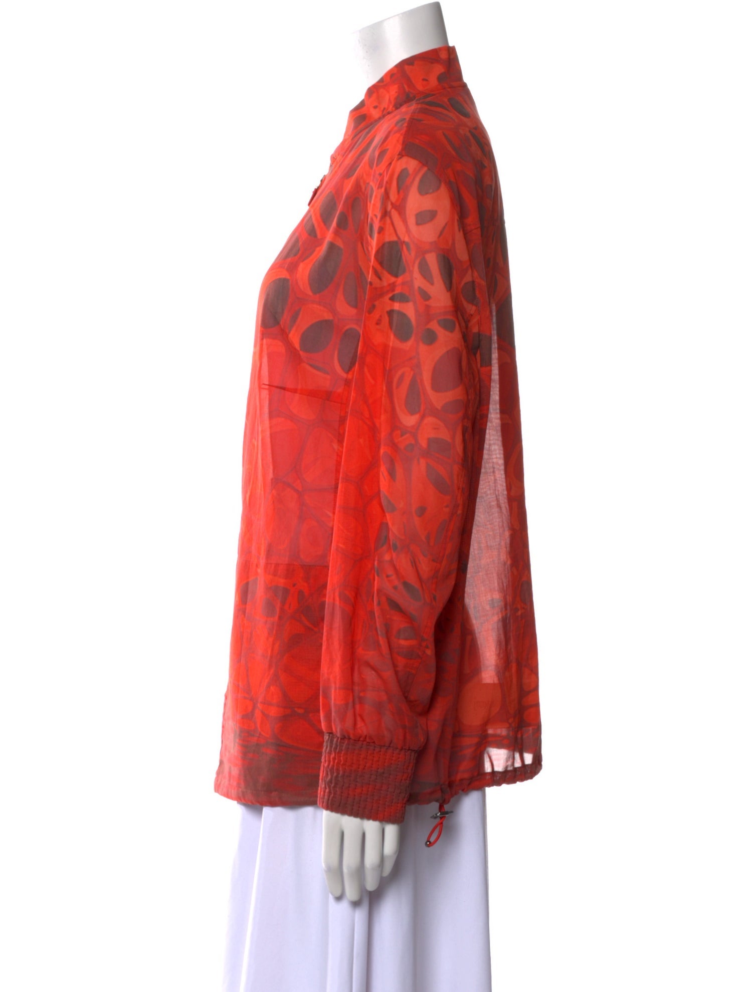 Akris Printed Long Sleeve Button-Up Top