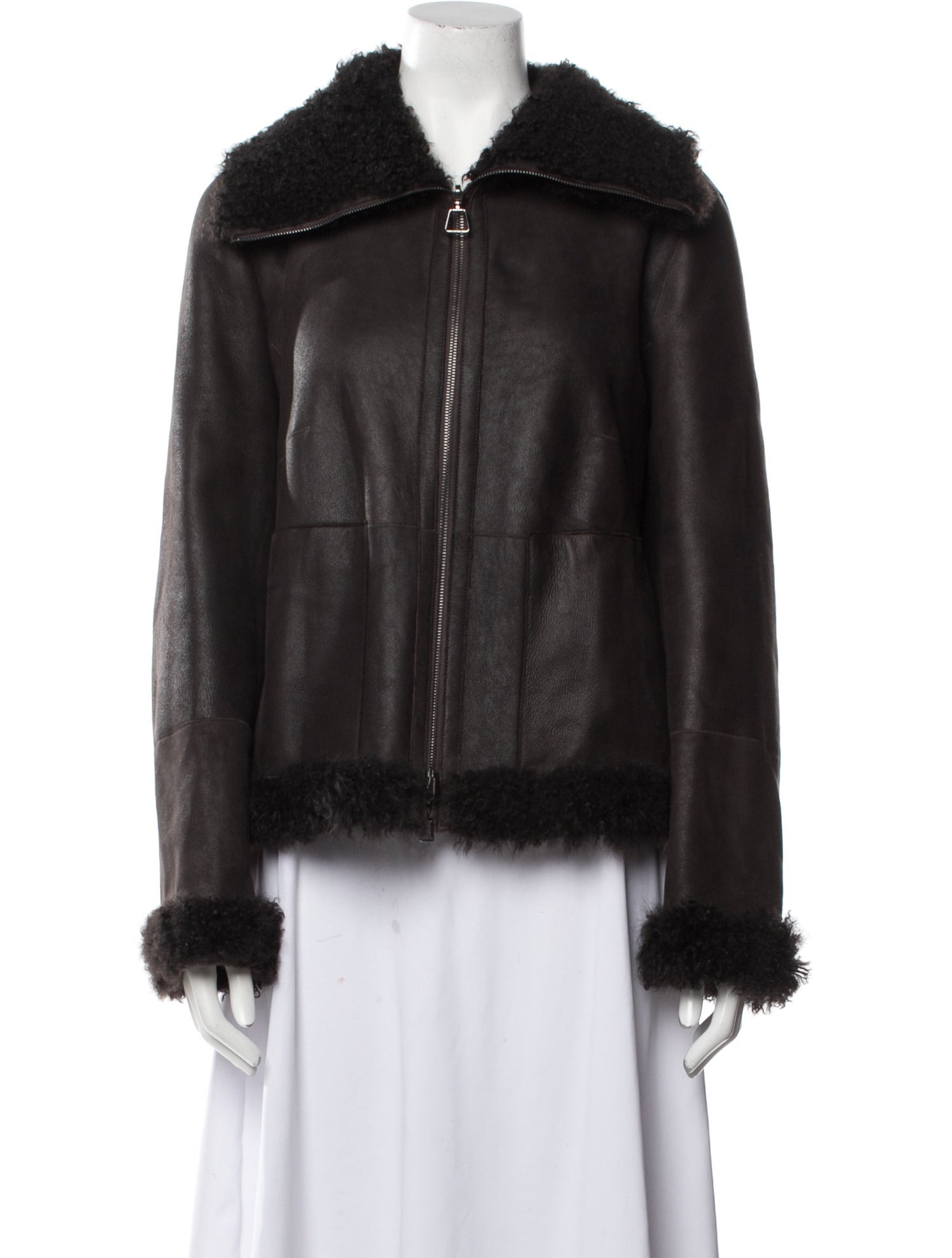 Akris Leather Faux Fur Jacket