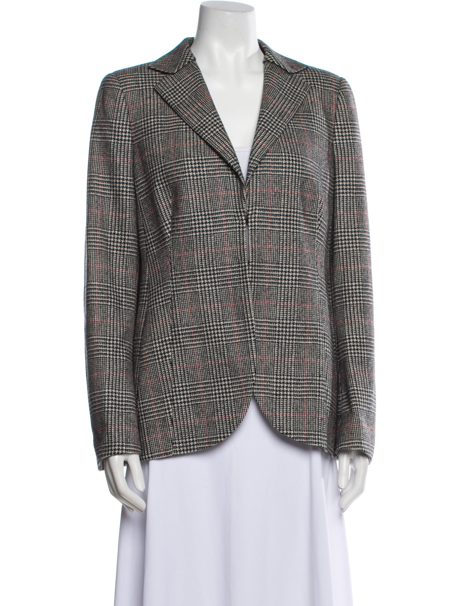 Akris Wool Plaid Print Blazer