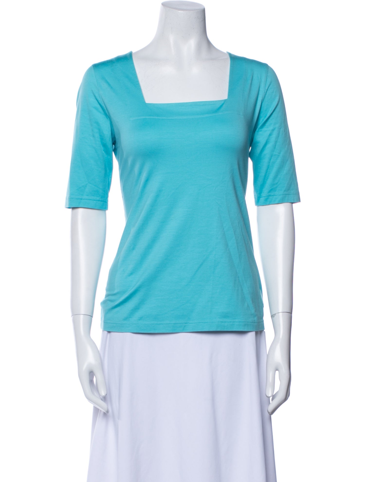Akris Square Neckline Short Sleeve Top