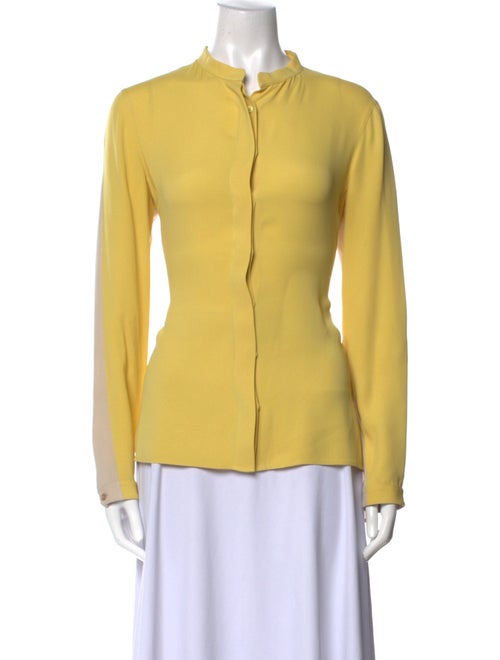 Akris Silk Mock Neck Button-Up Top