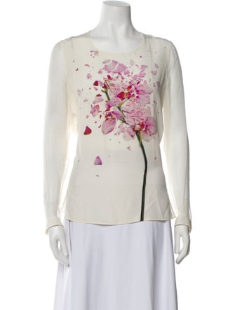 Akris Silk Floral Print Blouse