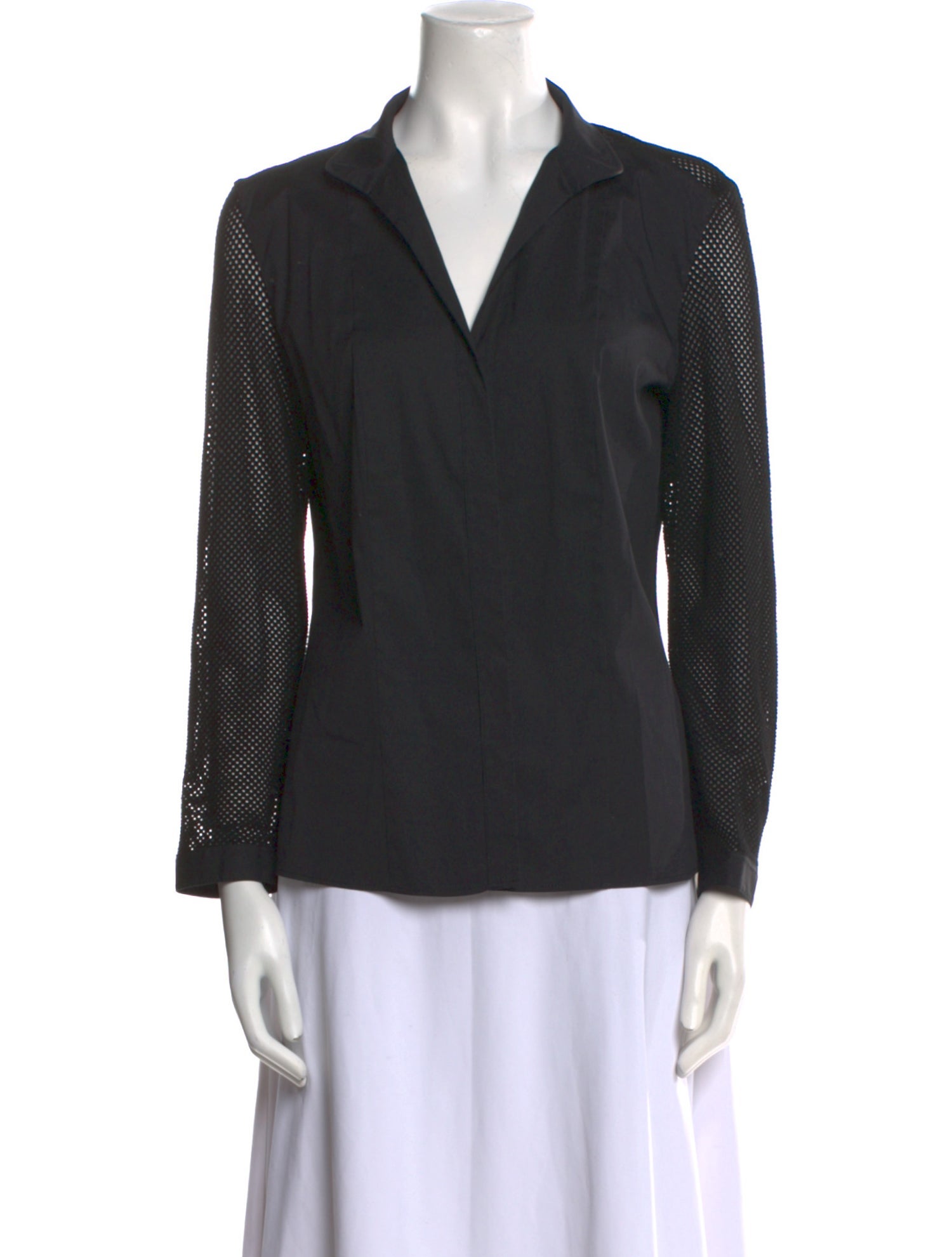 Akris Punto V-Neck Long Sleeve Blouse