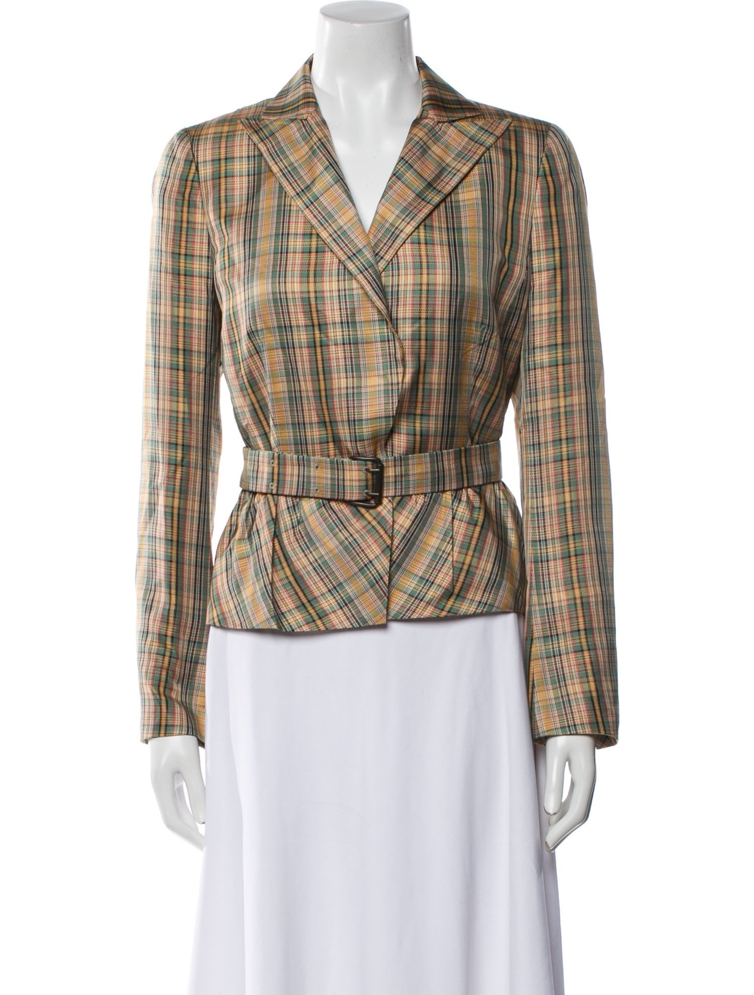 Akris Silk Plaid Print Blazer