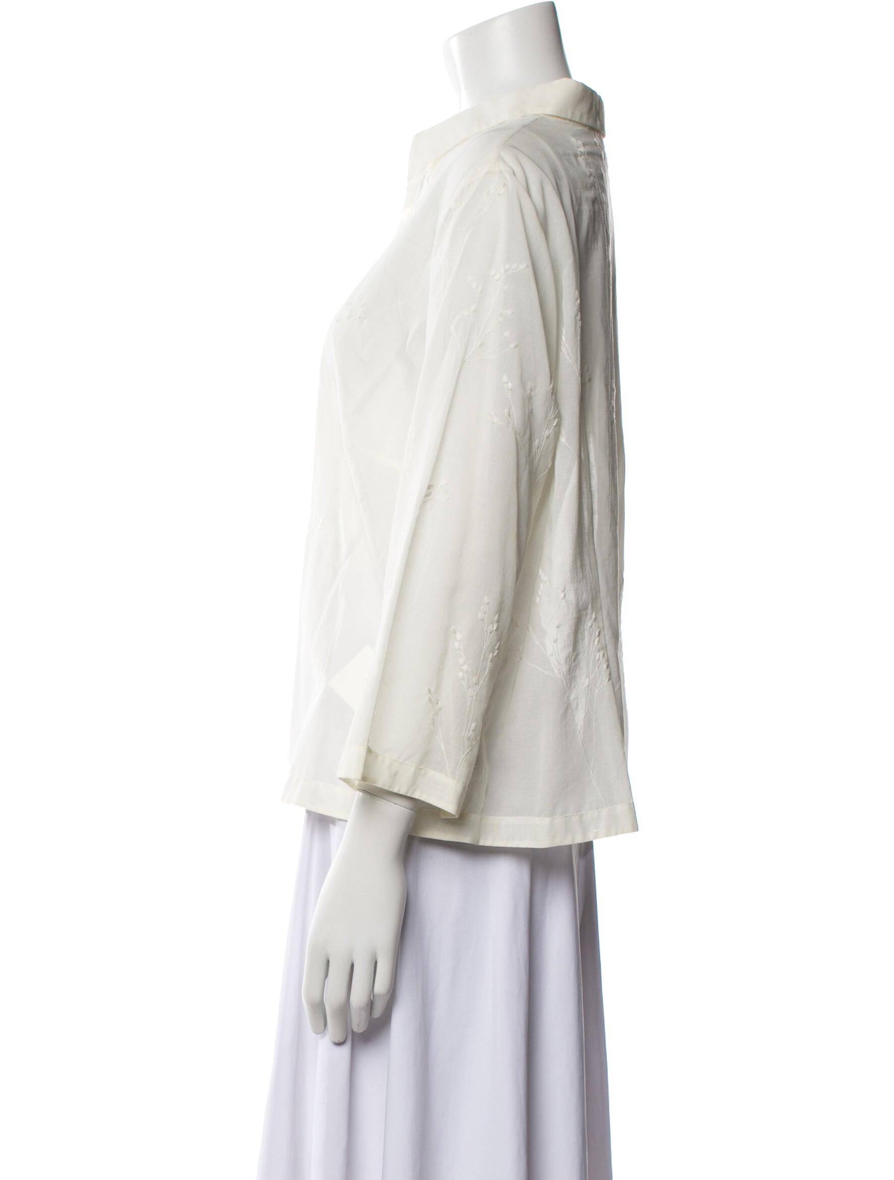 Akris Three-Quarter Sleeve Button-Up Top