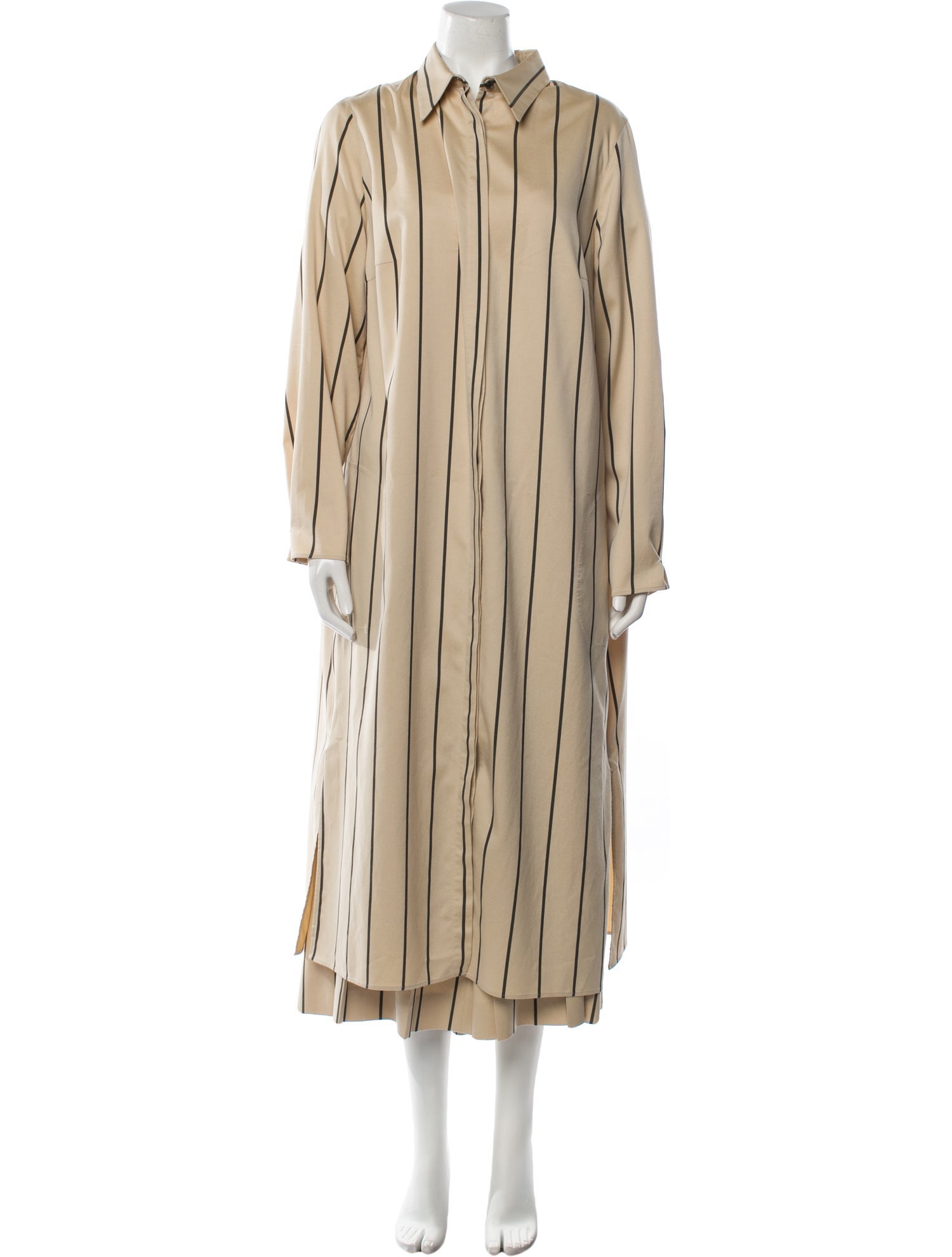 Akris Striped Pleated Accents Dress Set