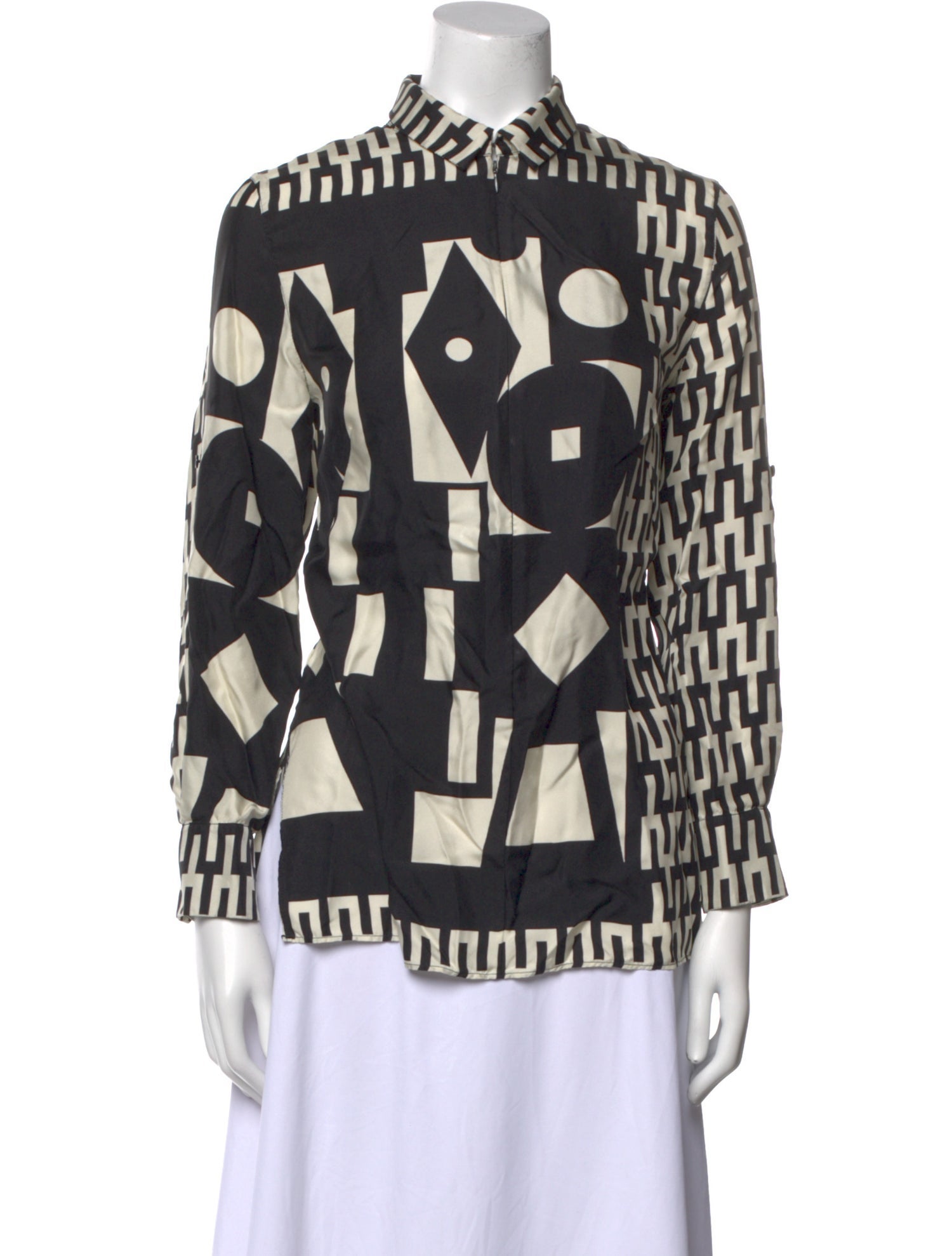 Akris Silk Printed Button-Up Top