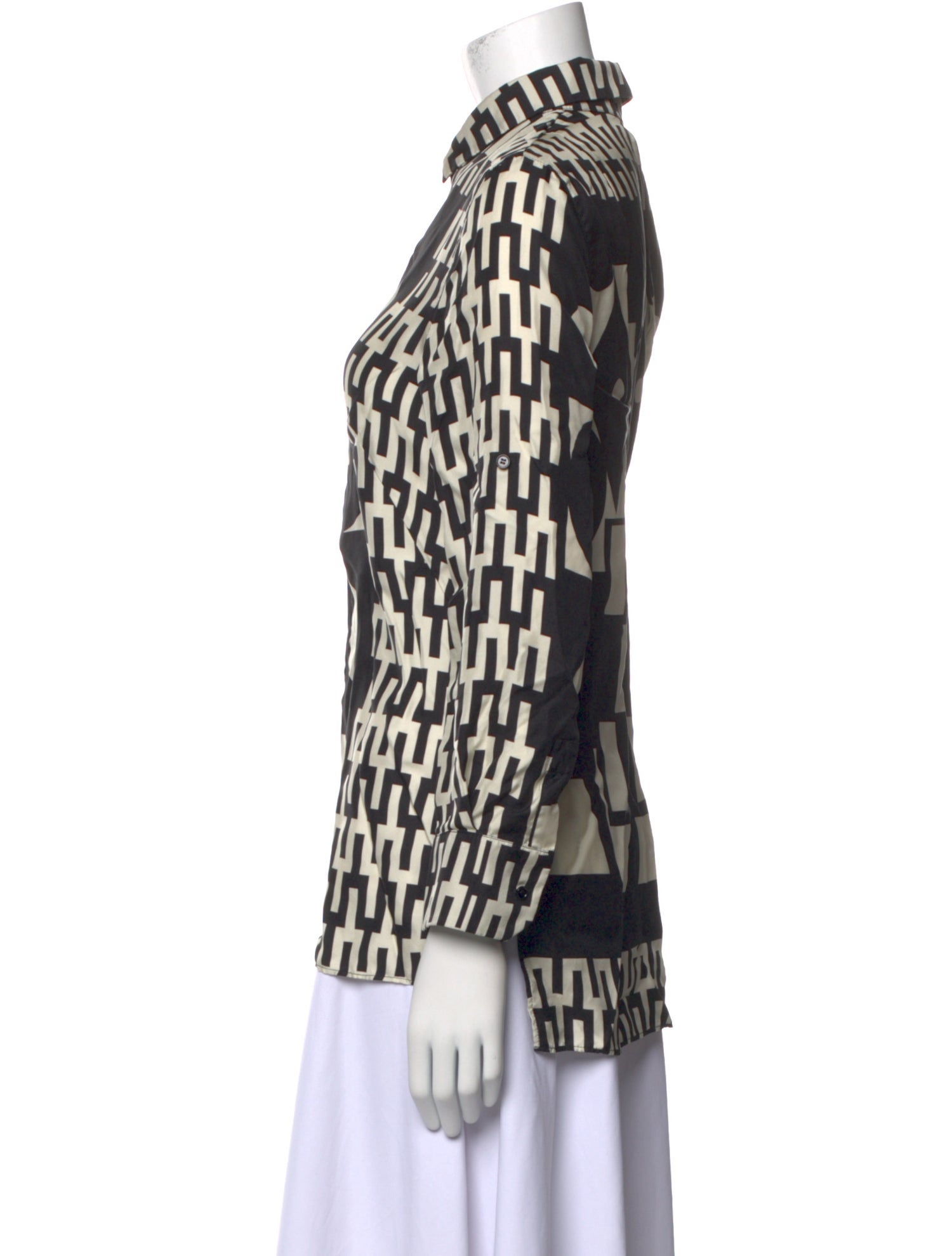 Akris Silk Printed Button-Up Top