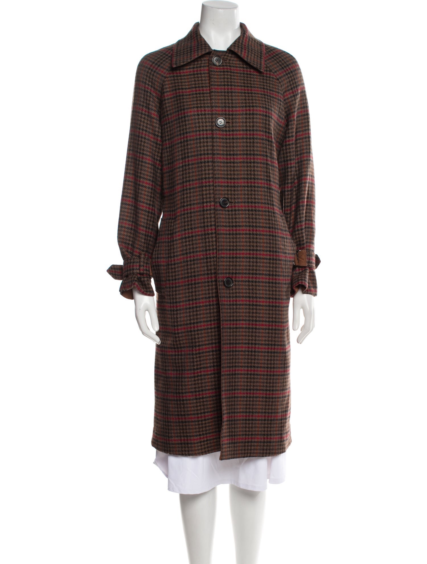 Akris Virgin Wool Plaid Print Trench Coat
