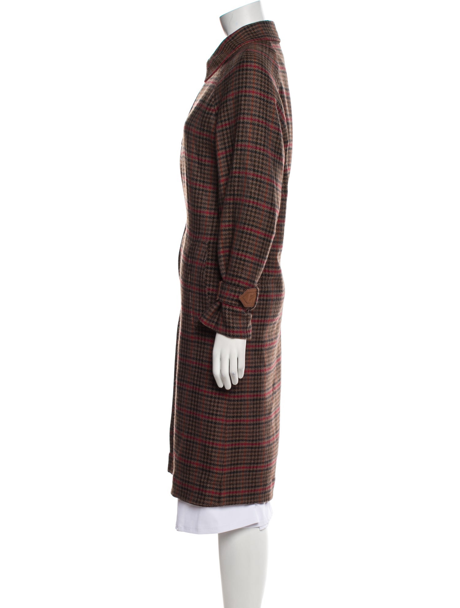 Akris Virgin Wool Plaid Print Trench Coat