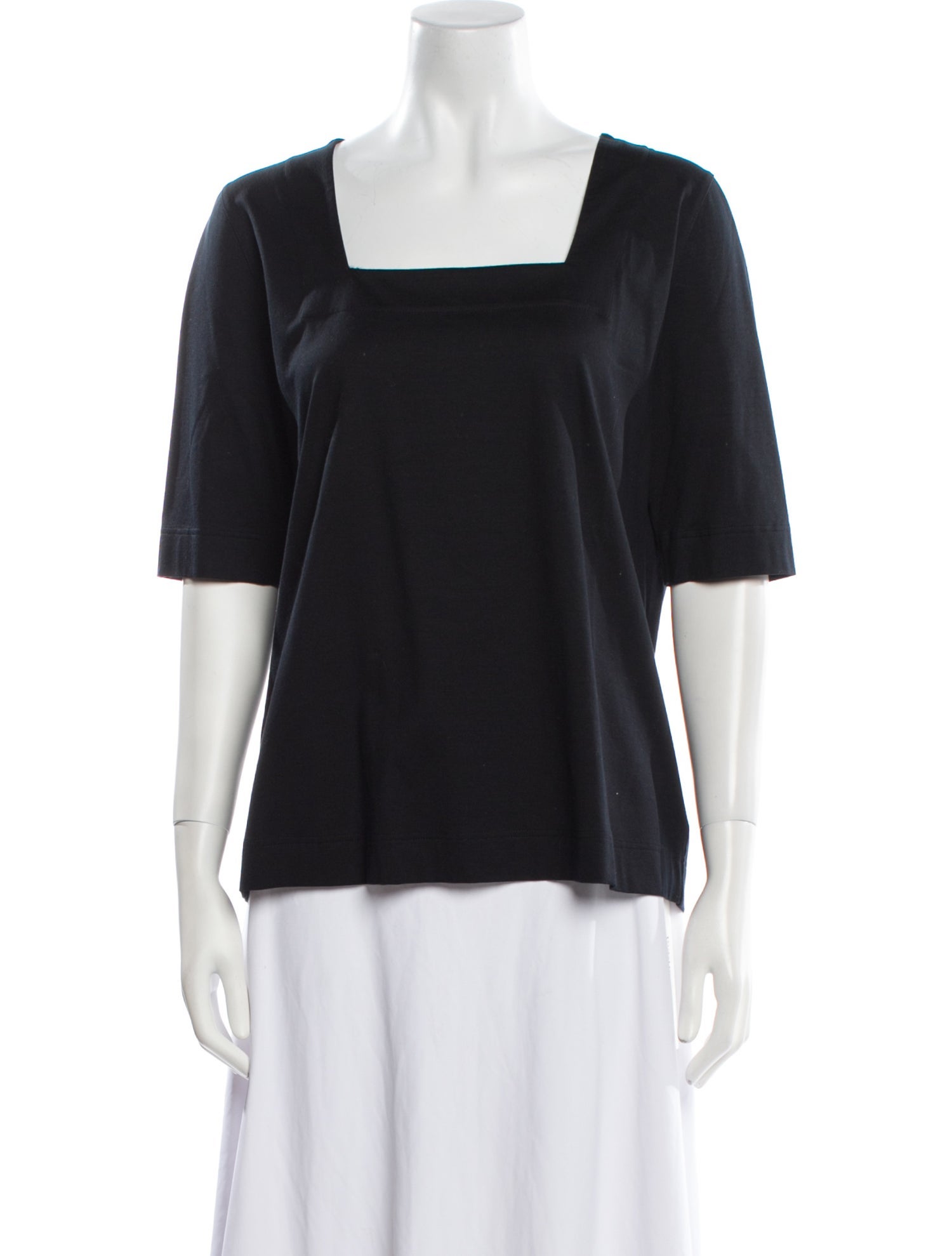 Akris Square Neckline Short Sleeve Top
