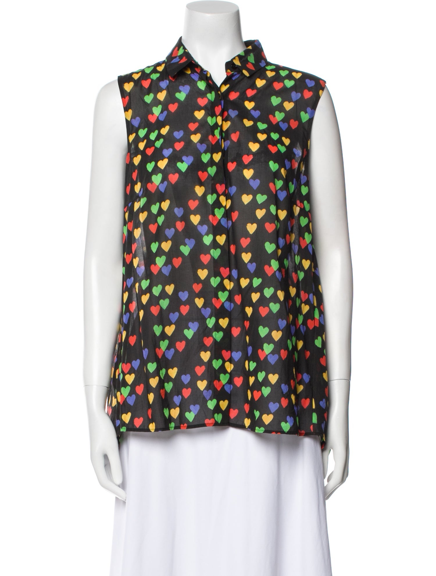 Akris Printed Sleeveless Button-Up Top