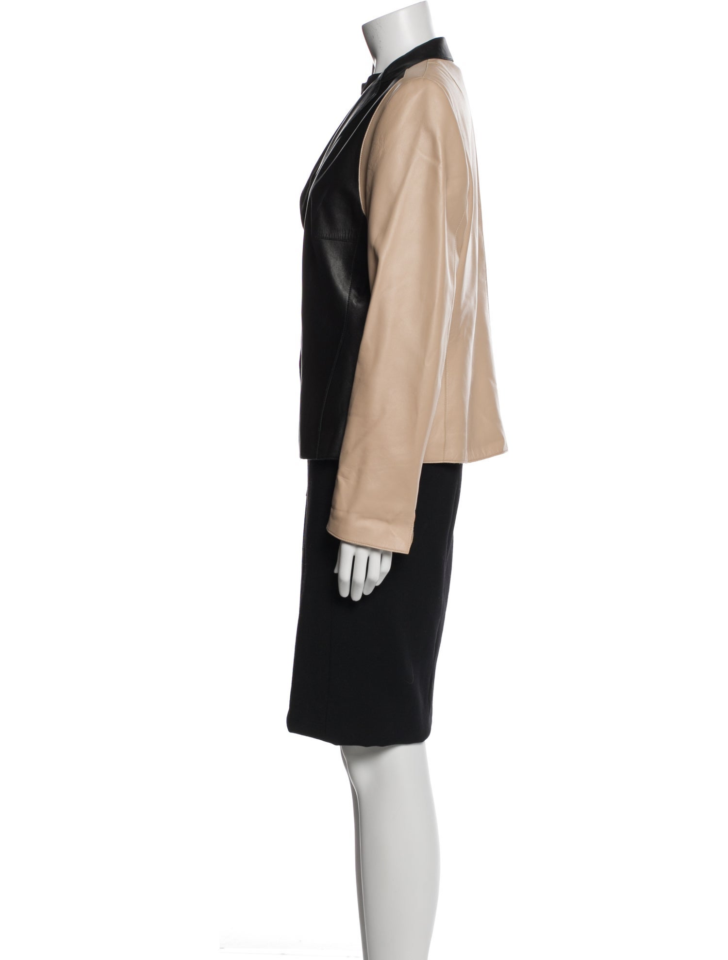 Akris Lambskin Colorblock Pattern Dress Set