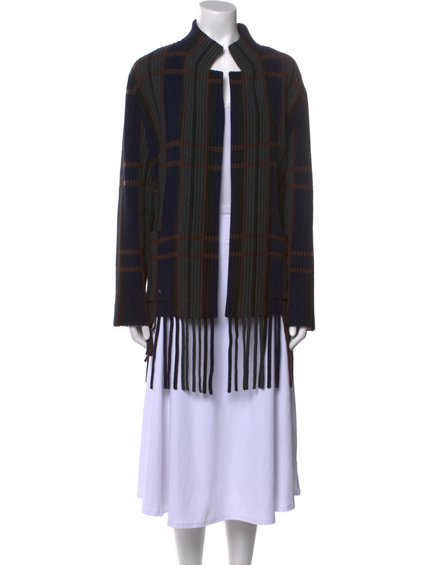 Akris Cashmere Plaid Print Sweater