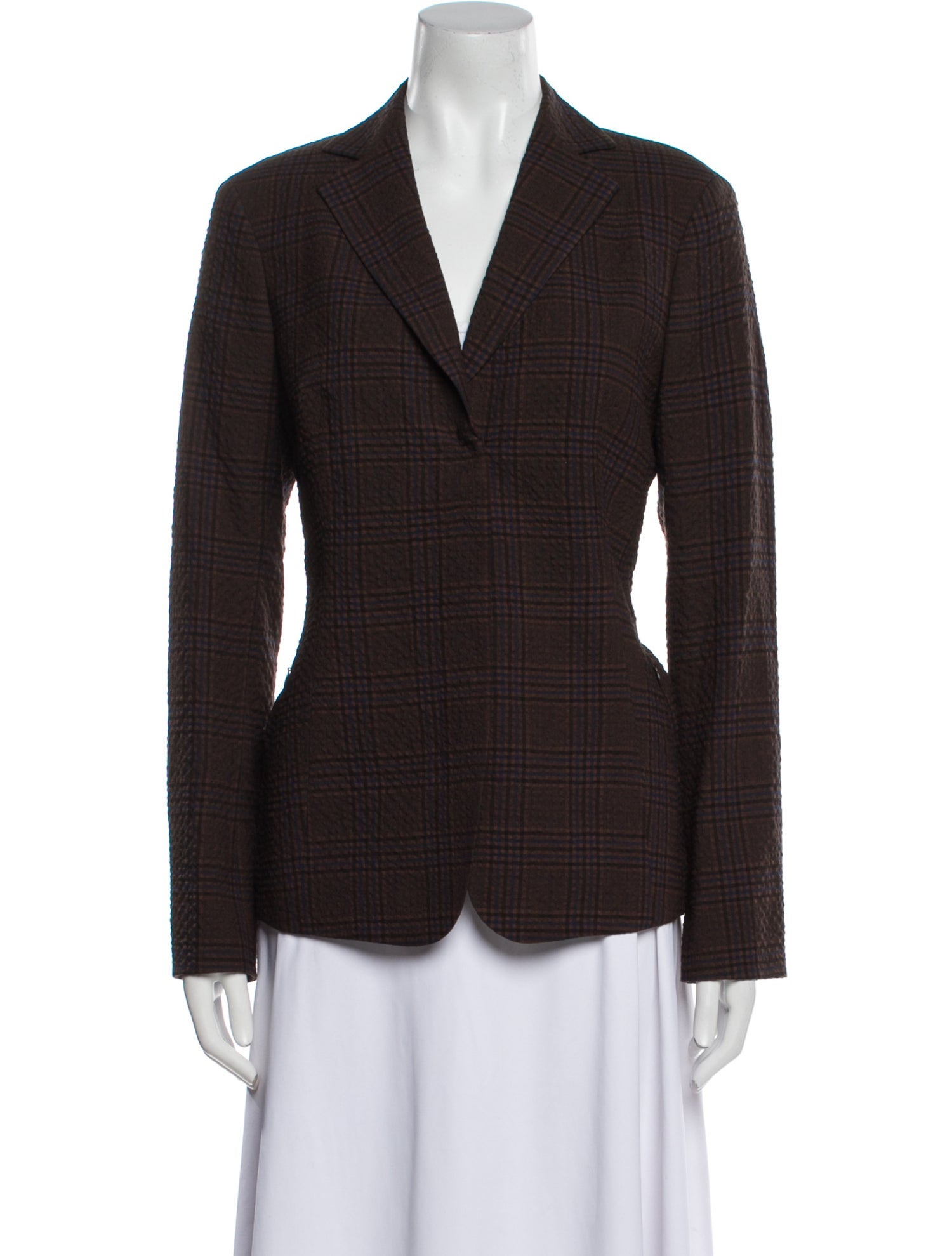 Akris Wool Plaid Print Blazer