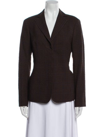 Akris Wool Plaid Print Blazer