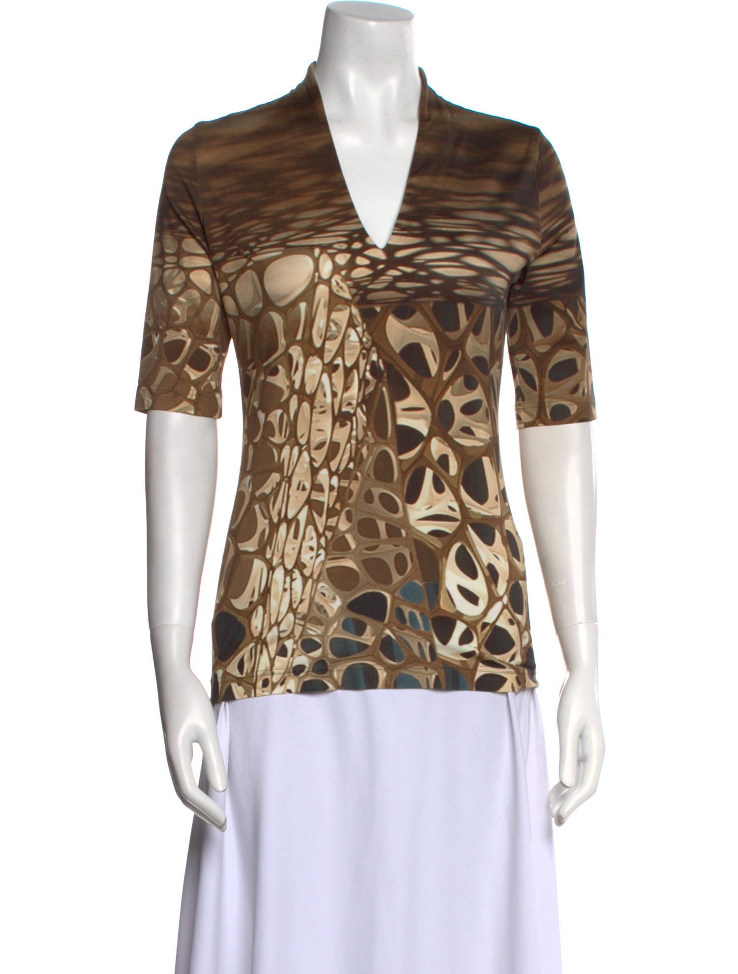 Akris Printed V-Neck Top