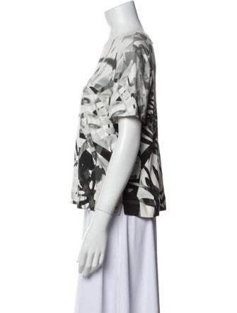 Akris Printed Bateau Neckline Button-Up Top